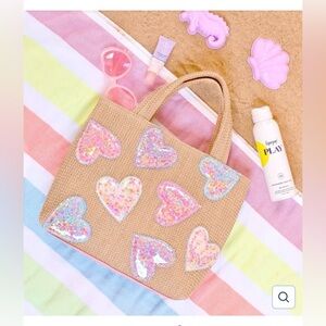 ✨Miss Gwen’s OMG Accessories Confetti Hearts Straw Mini Tote - NWT